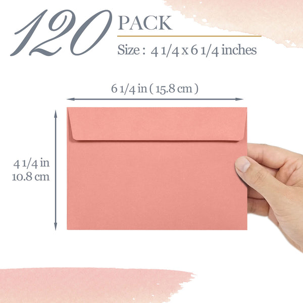 A4 Envelopes, 120-Pack Colored Envelopes 4x6, Envelopes for Invitations, Pastel Colored Envelopes, A4, 4 1/4 x 6 1/4 Inches, 6 Warm Pastel Colors
