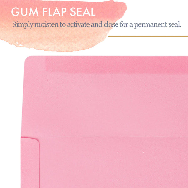 5x7 Envelopes for Invitations, 40-Pack A7 Envelopes for 5x7 Cards, Colored Invitation Envelopes, Pink, 5 1/4 x 7 1/4 Inches