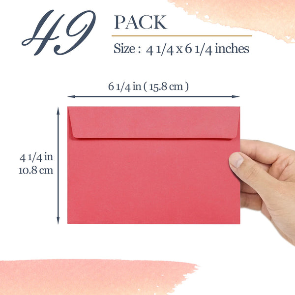 A4 Envelopes, 49-Pack Colored Envelopes 4x6, Envelopes for Invitations, Pastel Colored Envelopes, A4, 4 1/4 x 6 1/4 Inches, 7 Colors