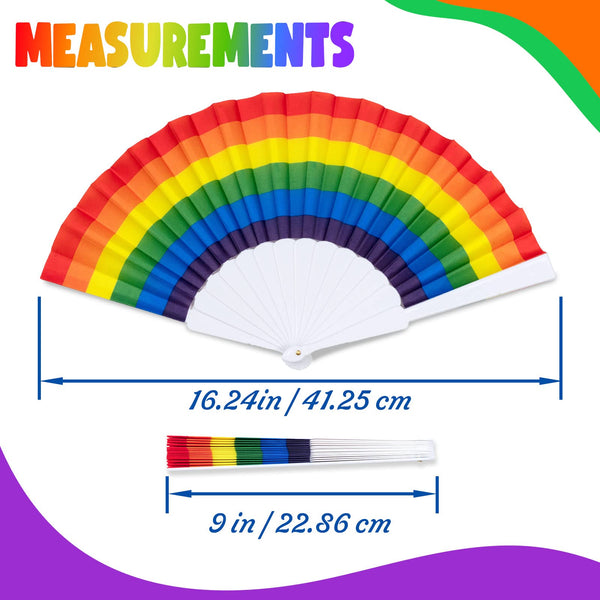 Rainbow Fans, 12-Pack Folding Fans for Pride, Rainbow LGBTQ Portable Folding Fans, Folding Hand Fans Party Decorations