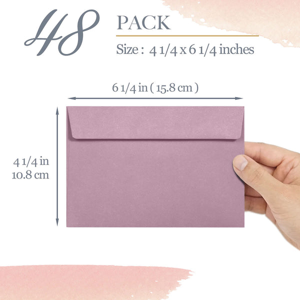 A4 Envelopes, 48-Pack Colored Envelopes 4x6, Envelopes for Invitations, Pastel Colored Envelopes, A4, 4 1/4 x 6 1/4 Inches, 6 Muted Pastel Colors