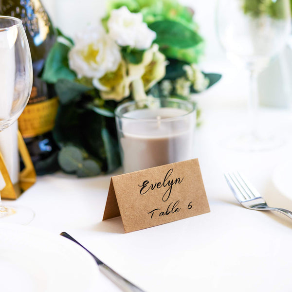 Place Cards for Weddings, 100-Count Kraft Table Name Cards, Blank Rustic Tent Cards, Seating Placecards for Dinner Parties, Banquets, Events