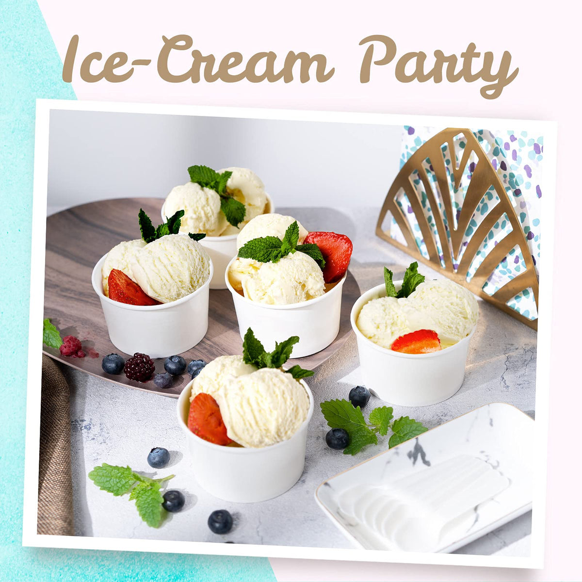 MATICAN Paper Ice Cream Cups - 50-Count 5.5-Oz Disposable Dessert Bowl ...