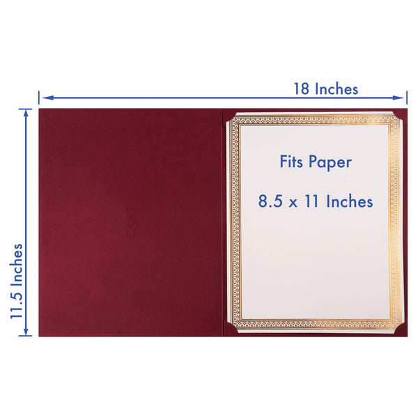 Certificate Holders, 25-Pack Certificate Covers for Letter Size 8.5 x 11 Inch Paper, Certificate Folders, Red, 9 x 11.5 Inches