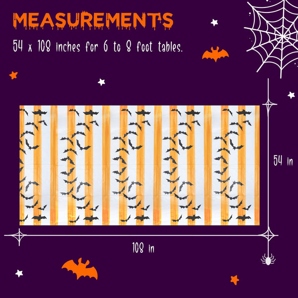MATICAN Halloween Tablecloth, 2-Pack Disposable Halloween Table Cloths, Bats Plastic Table Covers, 54 x 108 Inches, Halloween Party Decorations