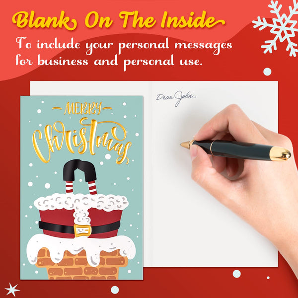 Prims & Flourish Christmas Cards with Envelopes, 36-Count Christmas Cards Boxed, 6 Cute Designs, 4 x 6 Inches, Gold Foil, Embossed, Blank Inside Christmas Cards Bulk, Holiday Xmas Greeting Cards