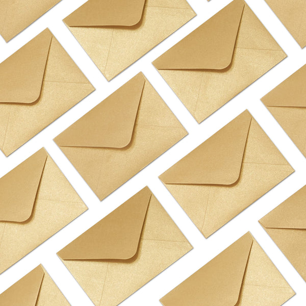 Gift Card Envelopes - 100-Count Mini Envelopes, Paper Business Card Envelopes, Bulk Tiny Envelope Pockets for Small Note Cards, Gold, 4 x 2.7 Inches