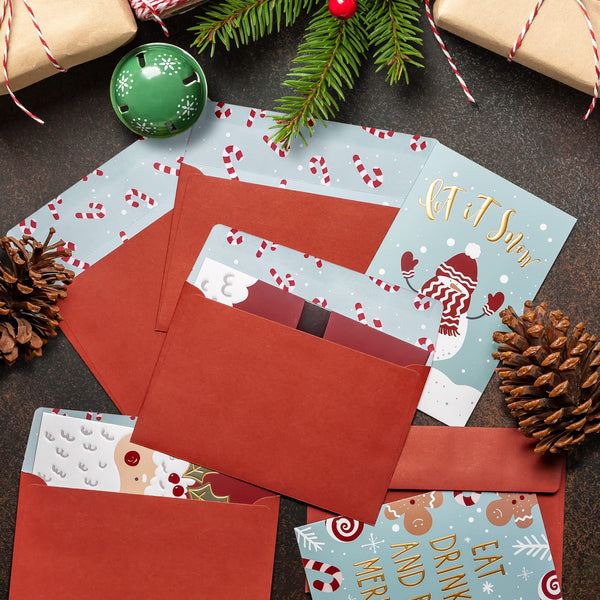 Invitation Envelopes, 50-Pack 4x6 Christmas Envelopes for Invitations and Greeting Cards, Red Envelopes, Candy Canes, A4, 4 1/4 x 6 1/4 Inches