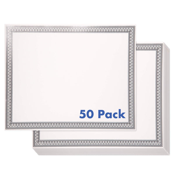 Certificate Paper 8.5 x 11 Inches, 50-Pack Diploma Paper, Letter Size, Blank, Silver Borders