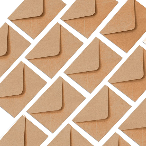 Gift Card Envelopes - 100-Count Mini Envelopes, Kraft Paper Business Card Envelopes, Bulk Tiny Envelope Pockets for Small Note Cards, Brown, 4 x 2.7 Inches