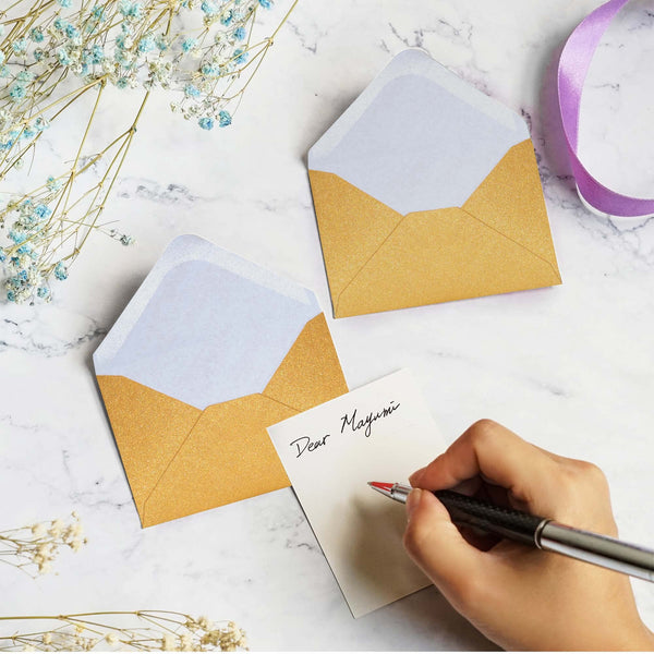 Gift Card Envelopes - 100-Count Mini Envelopes, Paper Business Card Envelopes, Bulk Tiny Envelope Pockets for Small Note Cards, Gold, 4 x 2.7 Inches