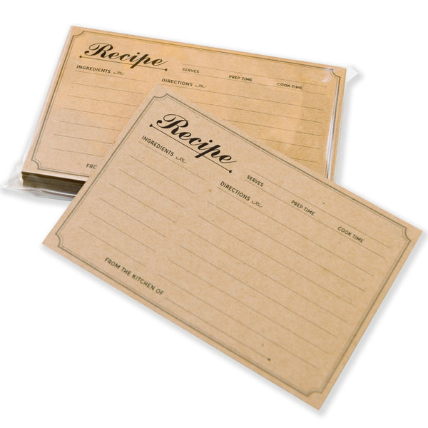 Recipe Cards 4x6 Double Sided, 50-Pack Blank Recipe Cards Kraft, 4 x 6 Inches