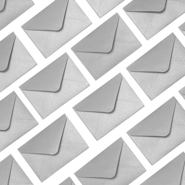 Gift Card Envelopes - 100-Count Mini Envelopes, Paper Business Card Envelopes, Bulk Tiny Envelope Pockets for Small Note Cards, Silver, 4 x 2.7 Inches