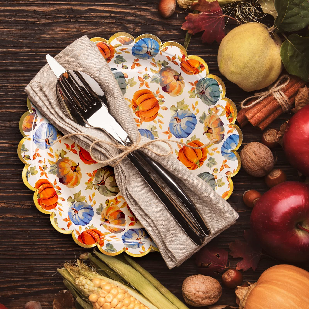 Confettiville Thanksgiving Paper Plates, 50-Count Fall-Themed Decorati ...
