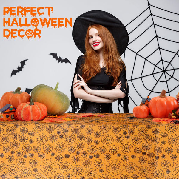 MATICAN Halloween Tablecloth, 6-Pack Disposable Halloween Table Cloths, Spider Web Plastic Table Covers, 54 x 108 Inches, Halloween Party Decorations