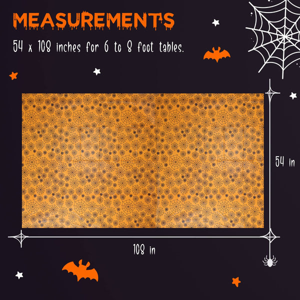MATICAN Halloween Tablecloth, 6-Pack Disposable Halloween Table Cloths, Spider Web Plastic Table Covers, 54 x 108 Inches, Halloween Party Decorations