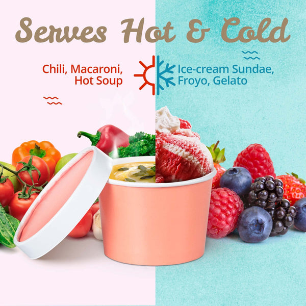 MATICAN Paper Ice Cream Cups with Lids, 40-Pack 9-Oz Soup Cups with Lids, Disposable Ice Cream Containers, 9-Ounce, 5 Pastel