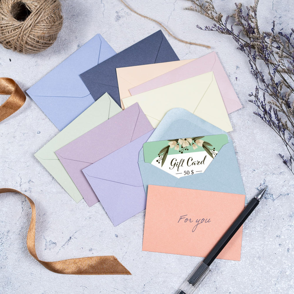 PresentFill Lot 25 Mini Enveloppes + Cartes Bleu Saphir – Papier Kraft 100 % Recyclé, Fermeture Cœur
