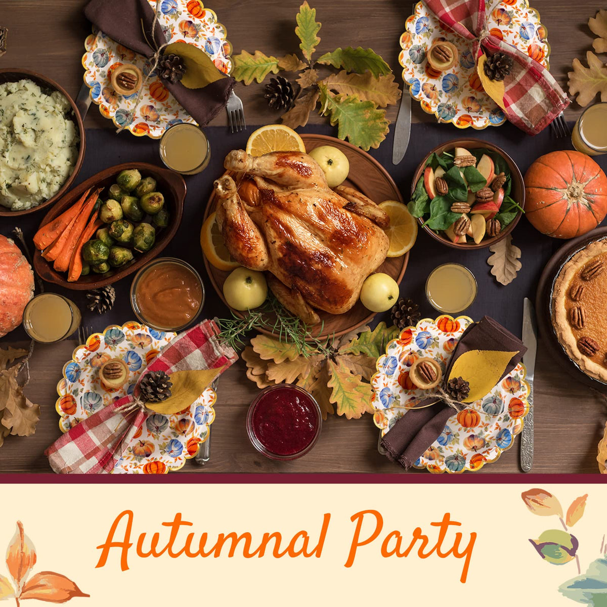 Confettiville Thanksgiving Paper Plates, 50-Count Fall-Themed Decorati ...