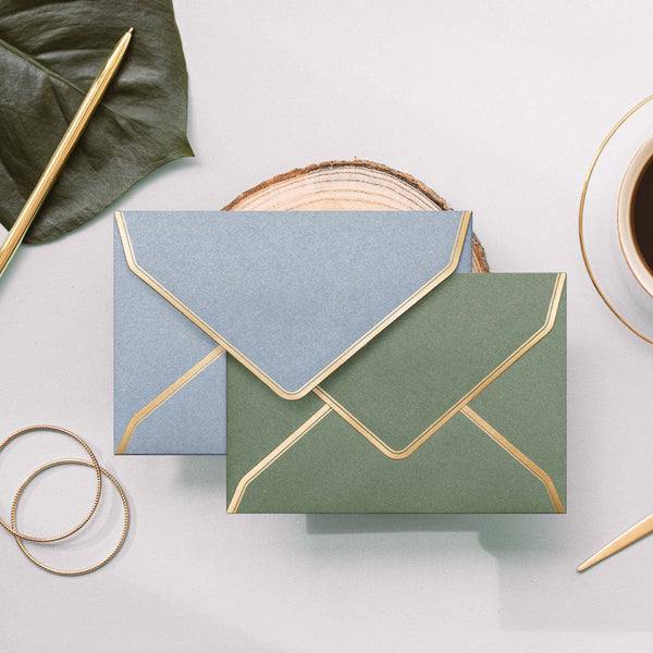 Invitation Envelopes, 60-Pack 4x6 Envelopes for Invitations, Gold Foil Bordered Colored Envelopes, A4, 4 1/4 x 6 1/4 Inches, 6 Morandi Colors