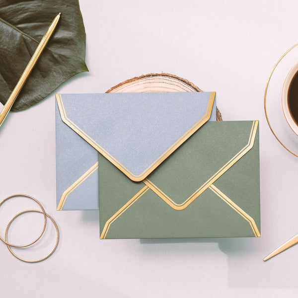 Invitation Envelopes, 60-Pack 5x7 Envelopes for Invitations, Gold Foil Bordered Colored Envelopes, A7, 5 1/4 x 7 1/4 Inches, 6 Morandi Colors