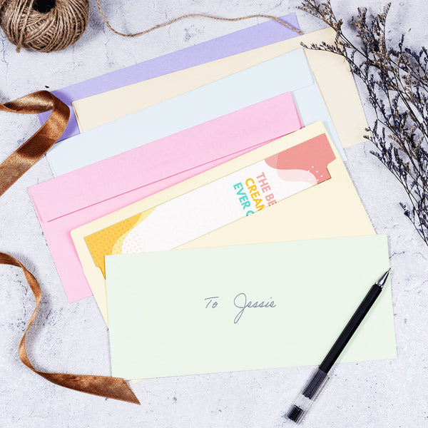 Colored Envelopes Letter Size, 36-Pack #10 Business Envelopes, 4 1/8 x 9 1/2 Inches, 6 Pastel Colors