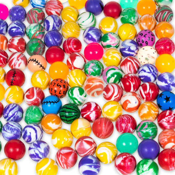 Bouncy Balls Bulk, 200-Pack, Assorted Design 1.25" Rubber High Bouncing Balls for Kids, Party Favors, Carnival Prizes, 1.25-Inch