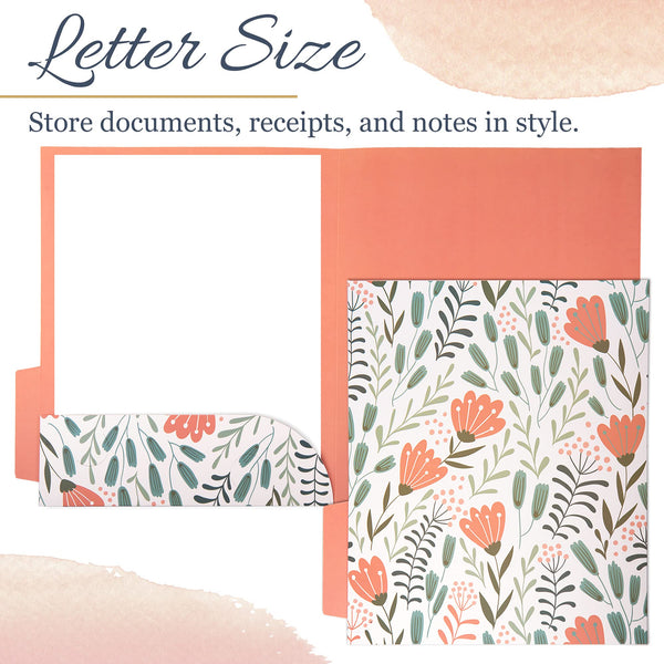 Decorative File Folders, 12-Pack Floral File Folders, Letter Size, 6 Designs