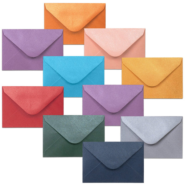 Gift Card Envelopes - 100-Count Mini Envelopes, Paper Business Card Envelopes, Bulk Tiny Envelope Pockets, 10 Metallic Colors, 4 x 2.7 Inches