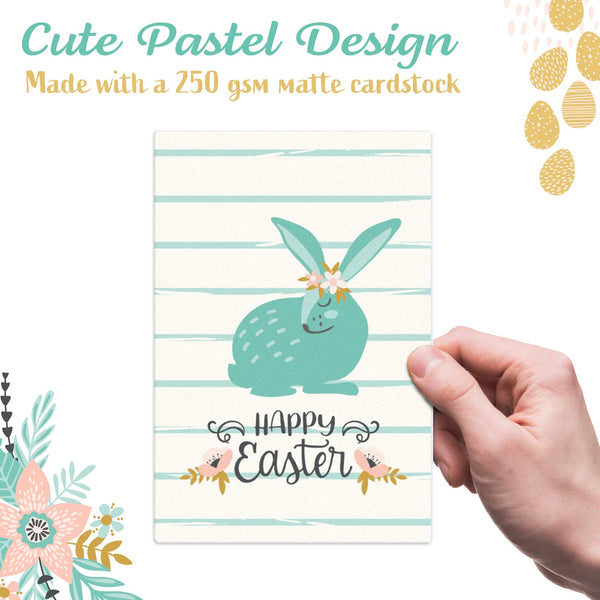 Easter Cards Pack, 48-Count Easter Greeting Cards Assortment, 6 Designs, 4 x 6 Inches, Blank Inside, Bulk Happy Easter Cards for Kids
