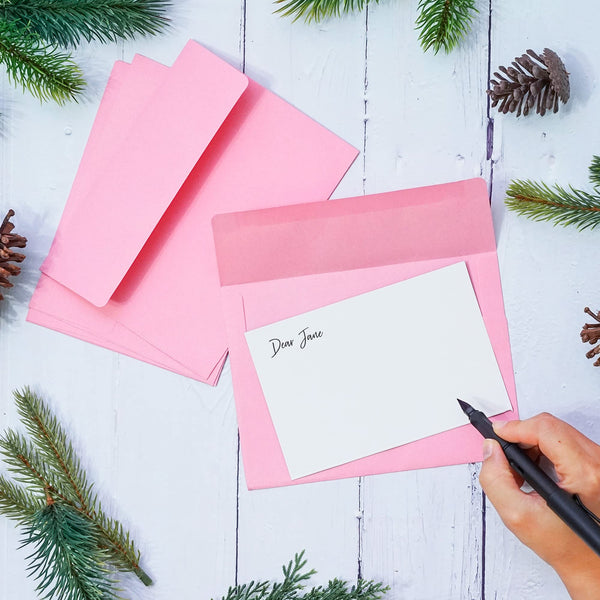Invitation Envelopes, 100-Pack 5x7 Envelopes, A7 Envelopes for Invitations, Pink, 5 1/4 x 7 1/4 Inches